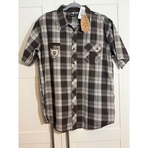 Indigo‎ Star Los Angeles Mens XL Plaid Short Sleeve Button Down Shirt